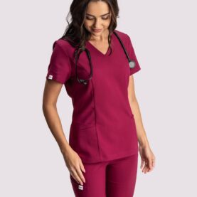 spodnie medyczne damskie elegance comfort bordowe