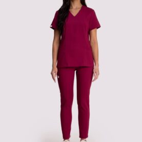 spodnie medyczne damskie elegance comfort bordowe