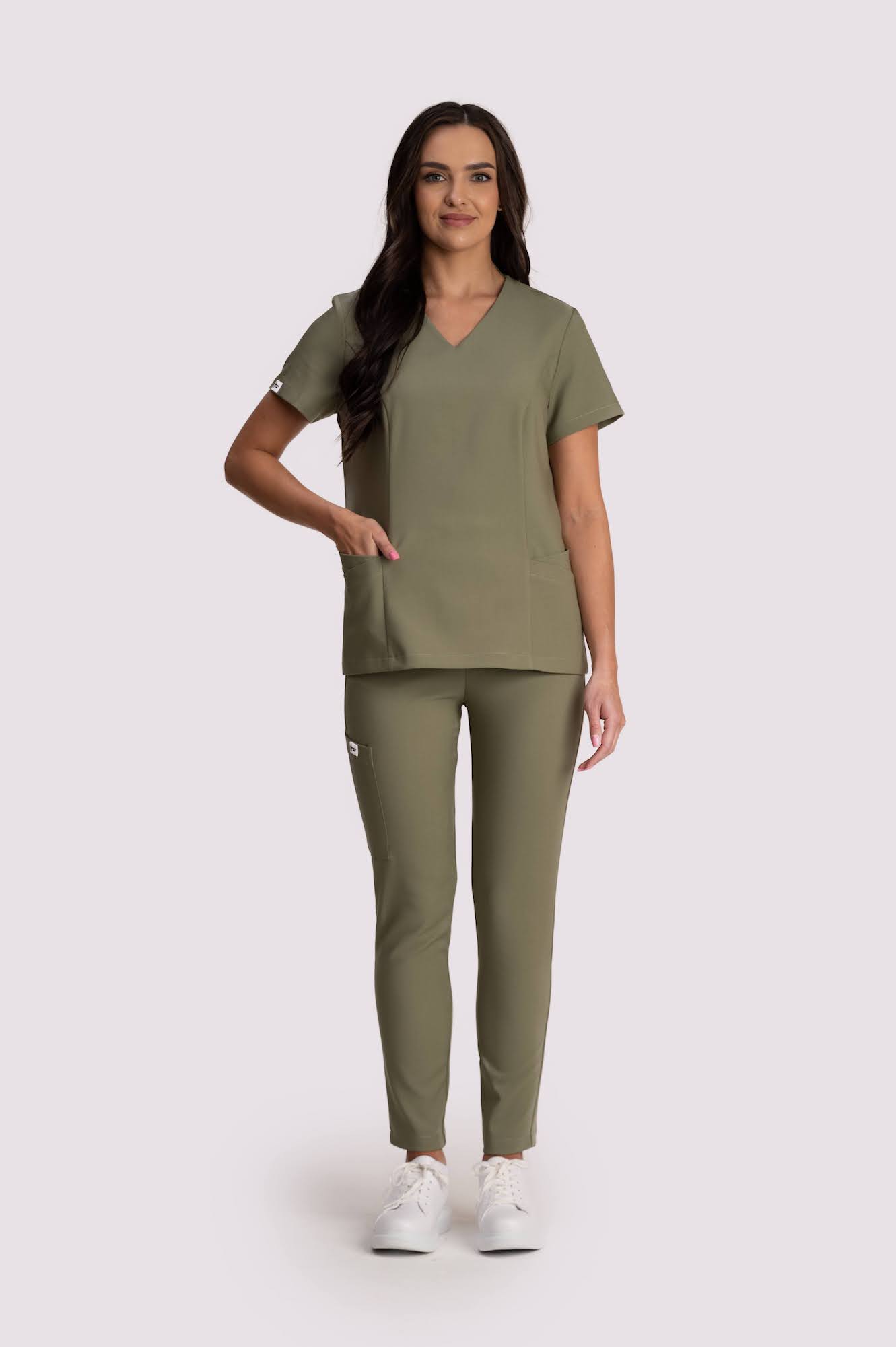 spodnie medyczne damskie elegance comfort oliwkowy