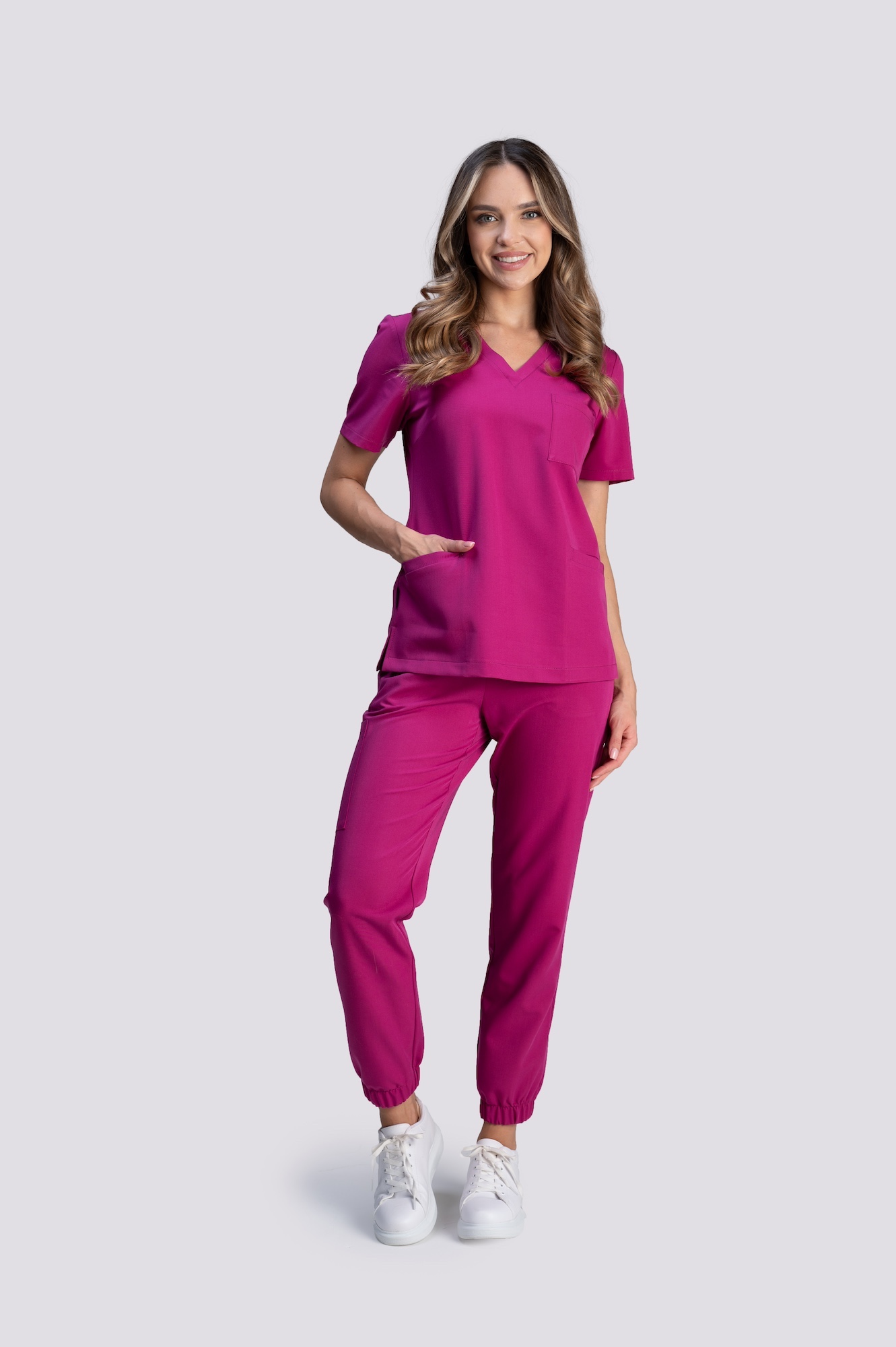 spodnie medyczne damskie jogger proline deep magenta