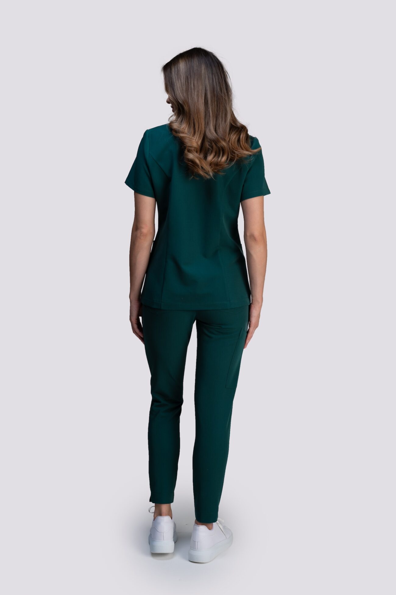 komplet medyczny damski clever proline ciemny zielony tył bluza medyczna damska clever proline zielona forest green