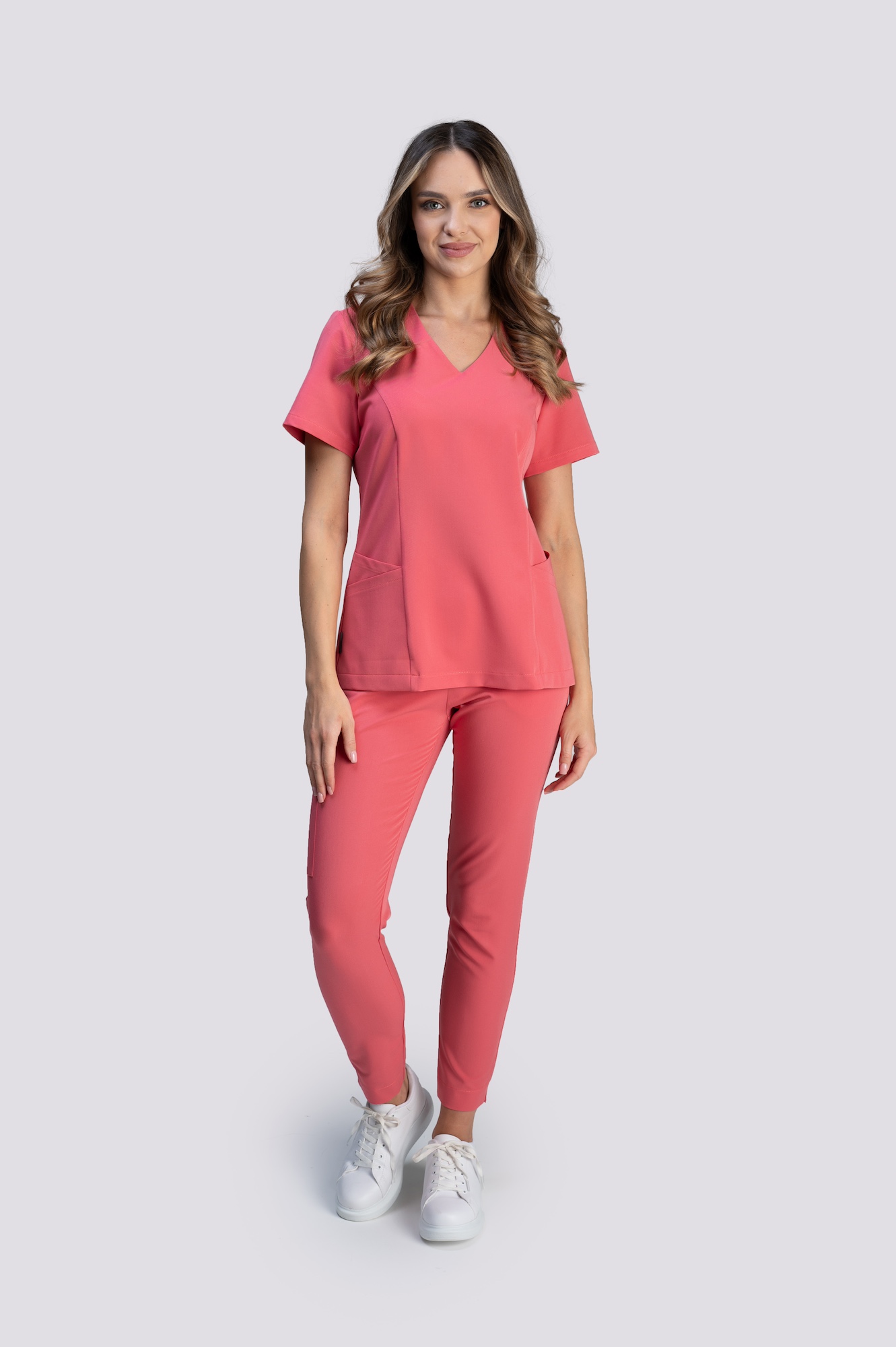 spodnie medyczne damskie comfy proline czerwony strawberry sorbet
