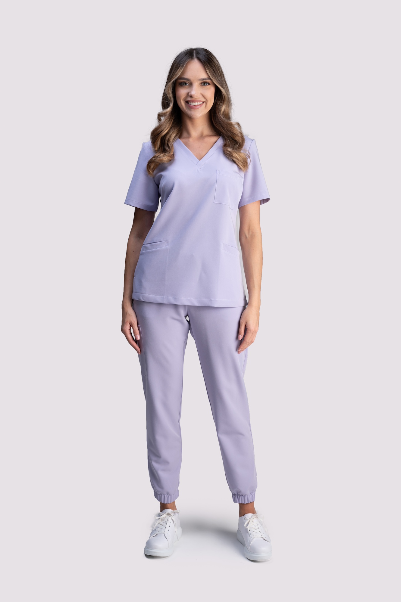 spodnie medyczne damskie jogger proline liliowy violet mist
