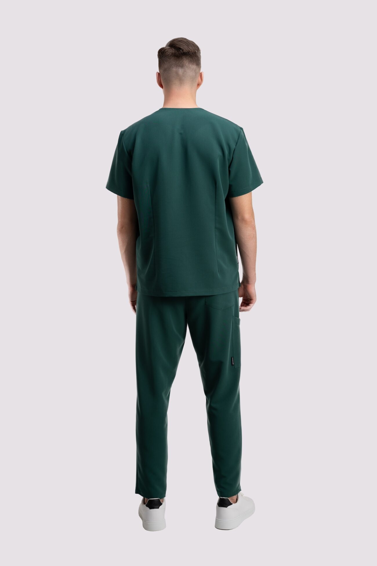 komplet medyczny meski active forest green tył + spodnie medyczne meskie simple proline bluza medyczna męska active proline zieleń forest green