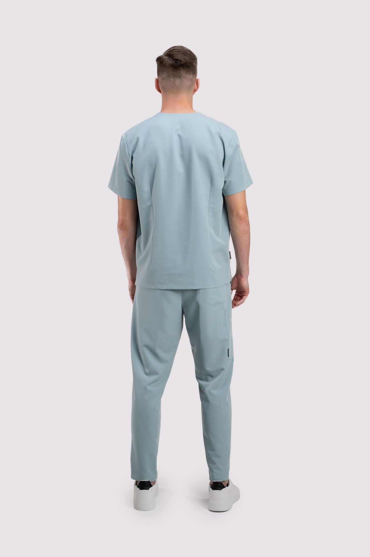 komplet medyczny meski active proline ash blue tył bluza medyczna męska active proline popielaty błękit ash blue