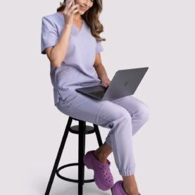 spodnie medyczne damskie jogger proline liliowy violet mist