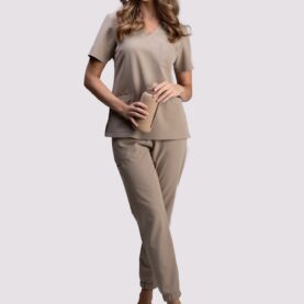 spodnie medyczne damskie jogger proline beżowy cafe cream