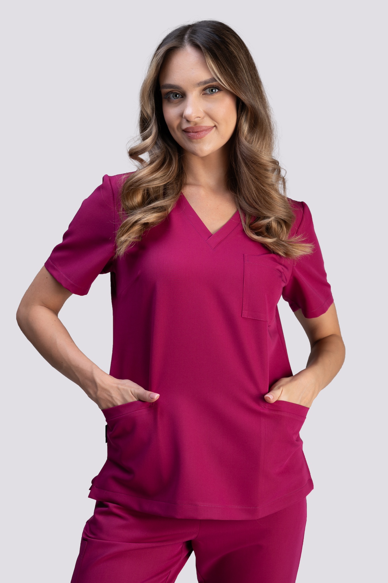 bluza medyczna damska smart proline bordowy ruby red