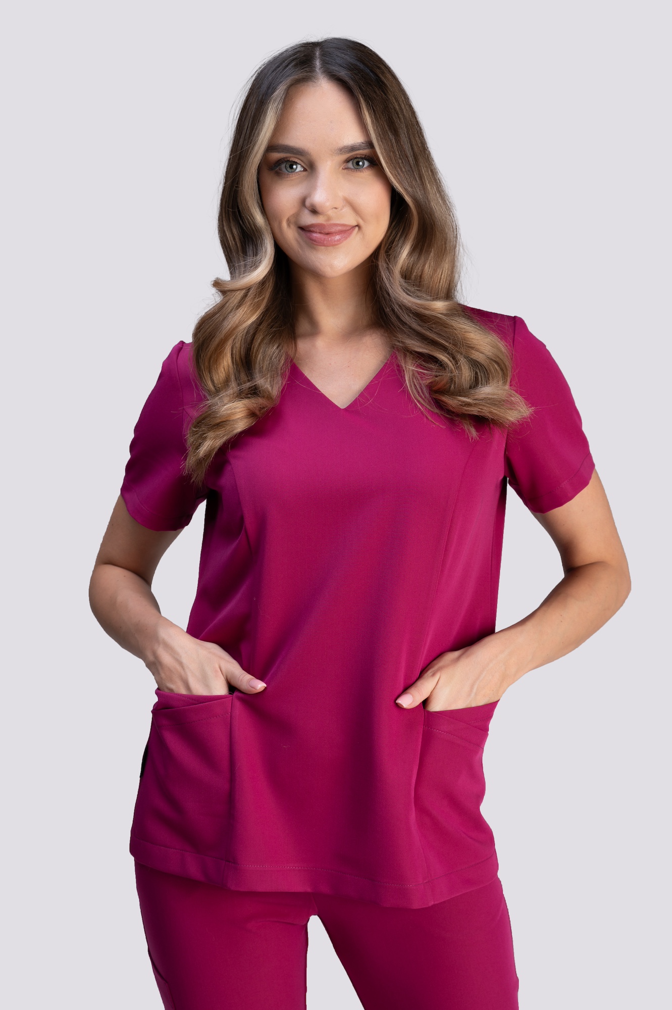 bluza medyczna damska smart proline bordowy ruby red