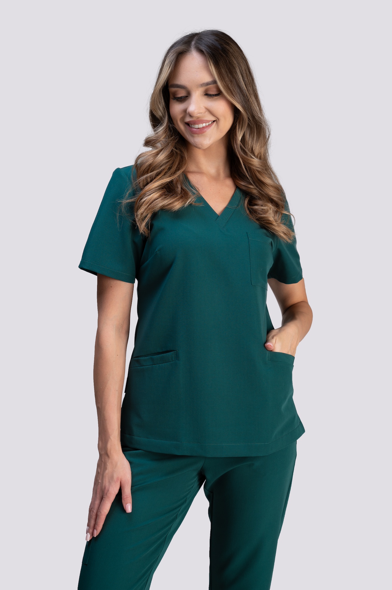 spodnie medyczne damskie jogger proline zielone forest green