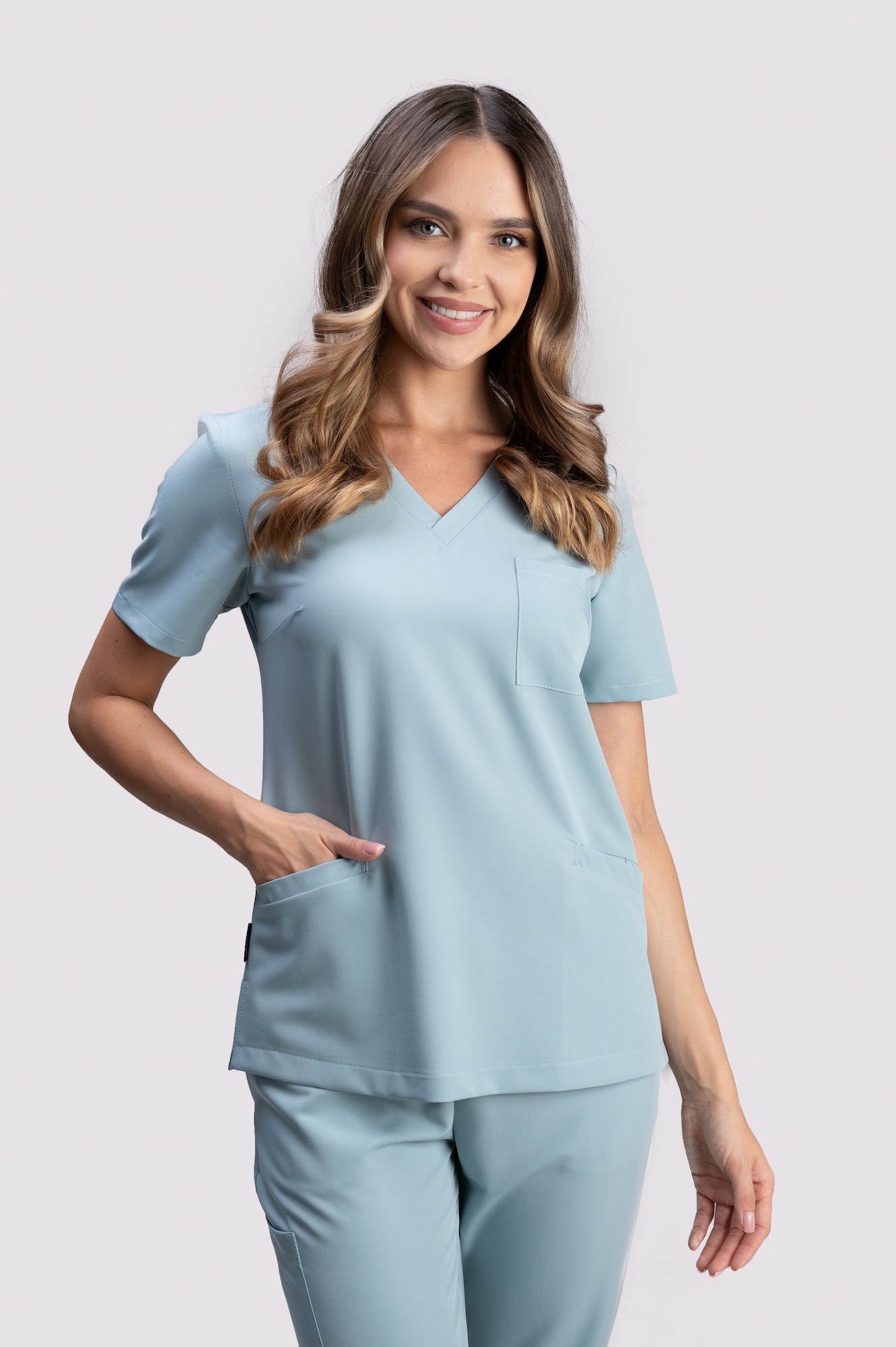 bluza medyczna damska smart proline popielaty błękit ash blue
