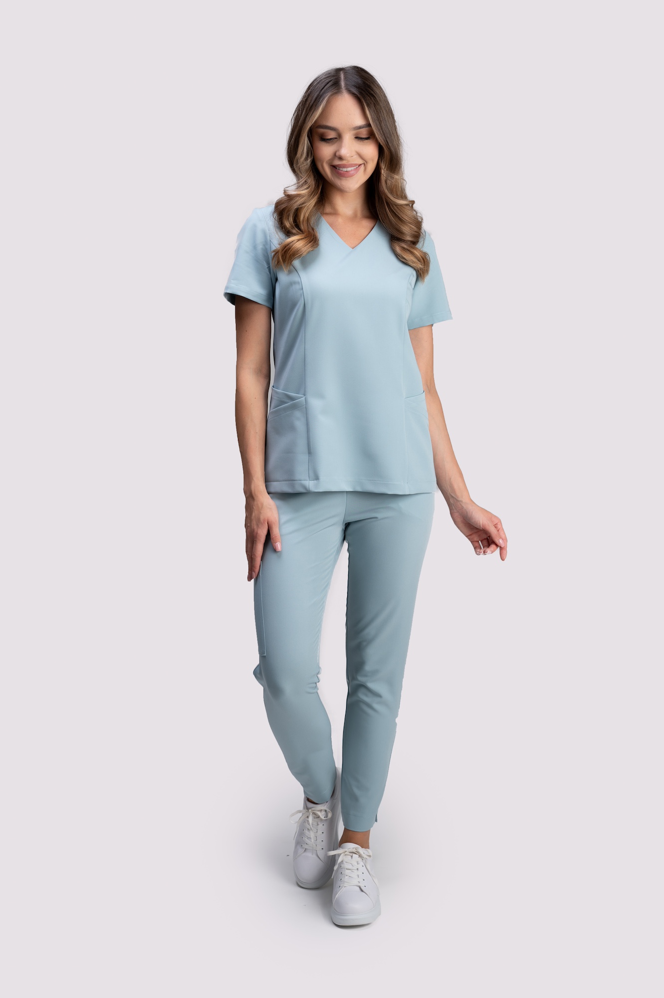 spodnie medyczne damskie comfy proline popielaty błękit ash blue