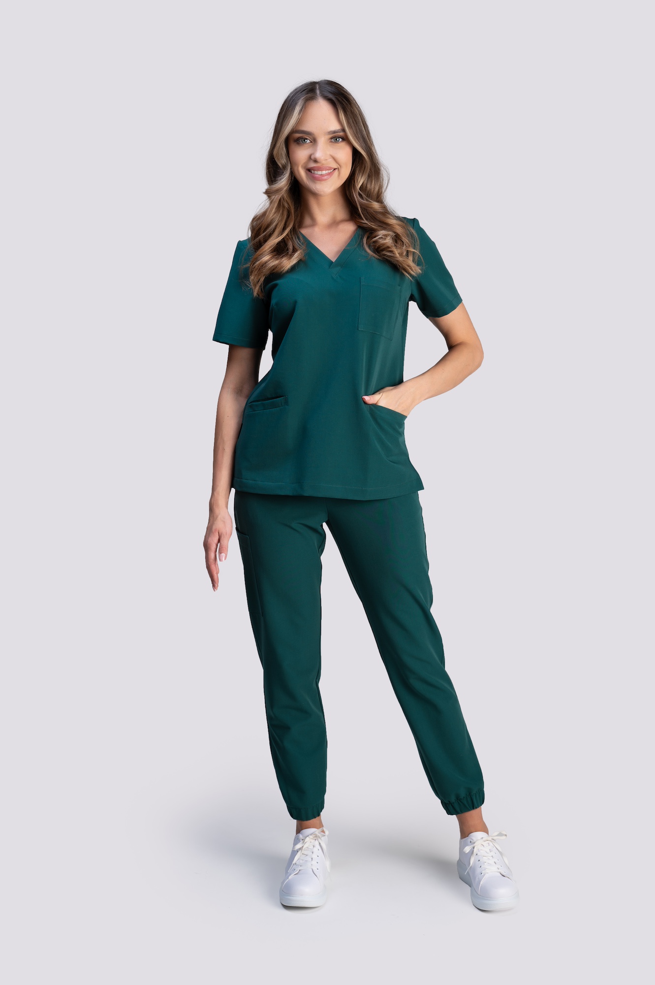 spodnie medyczne damskie jogger proline zielone forest green