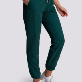 spodnie medyczne damskie jogger proline zielone forest green