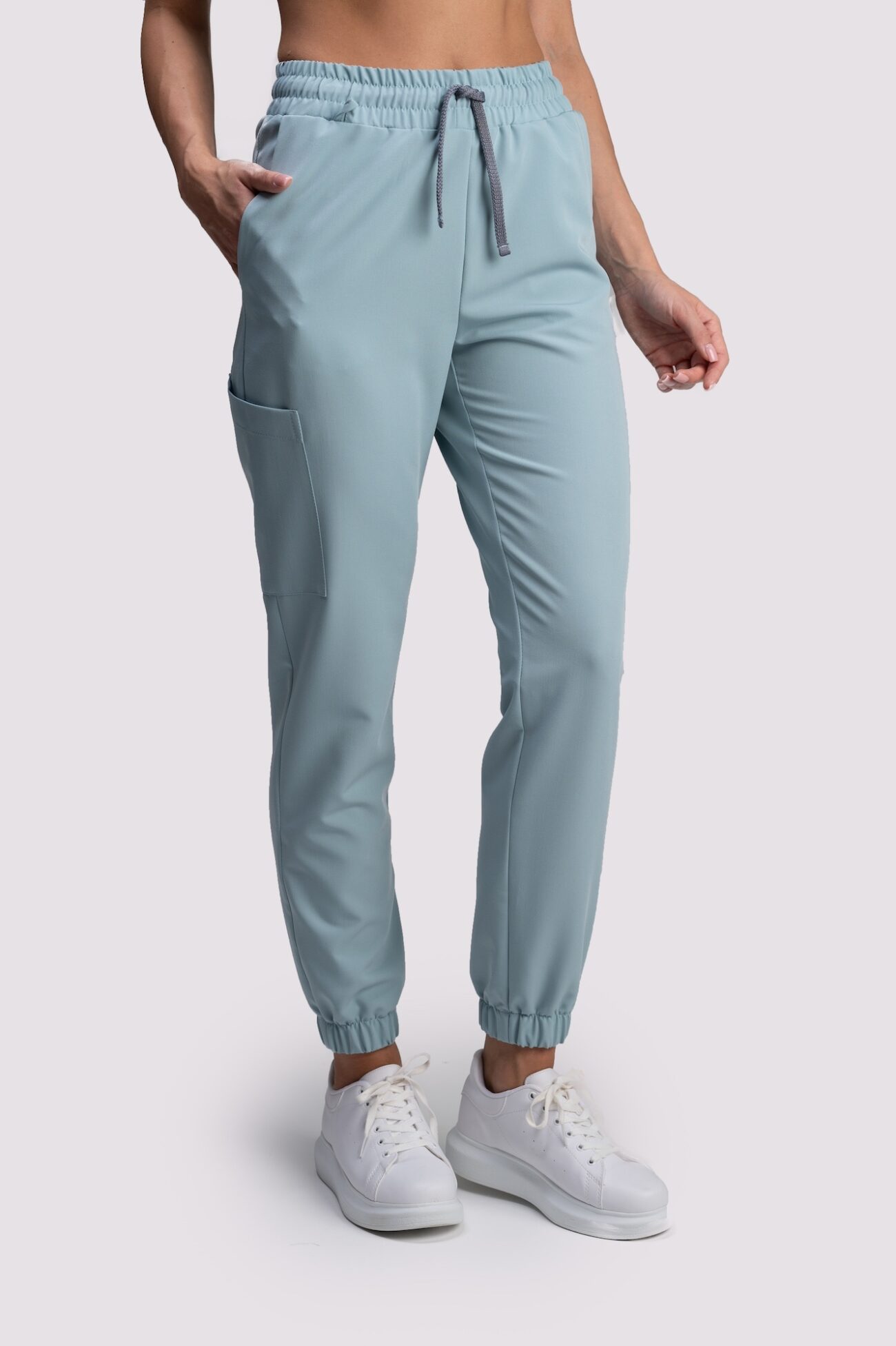 spodnie medyczne damskie jogger proline niebeiskie bluza medyczna damska smart proline popielaty błękit ash blue