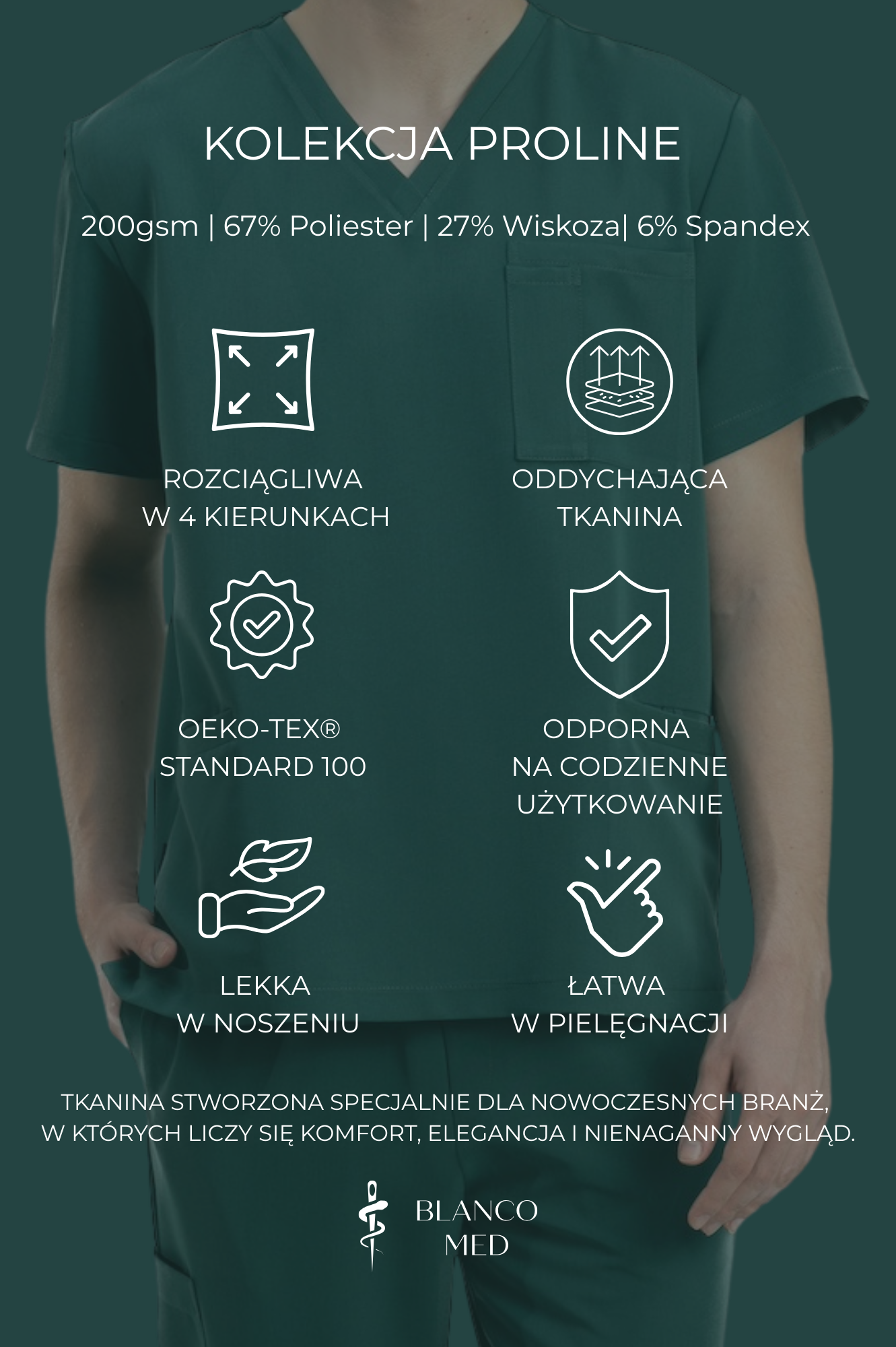 bluza medyczna męska active proline zieleń forest green