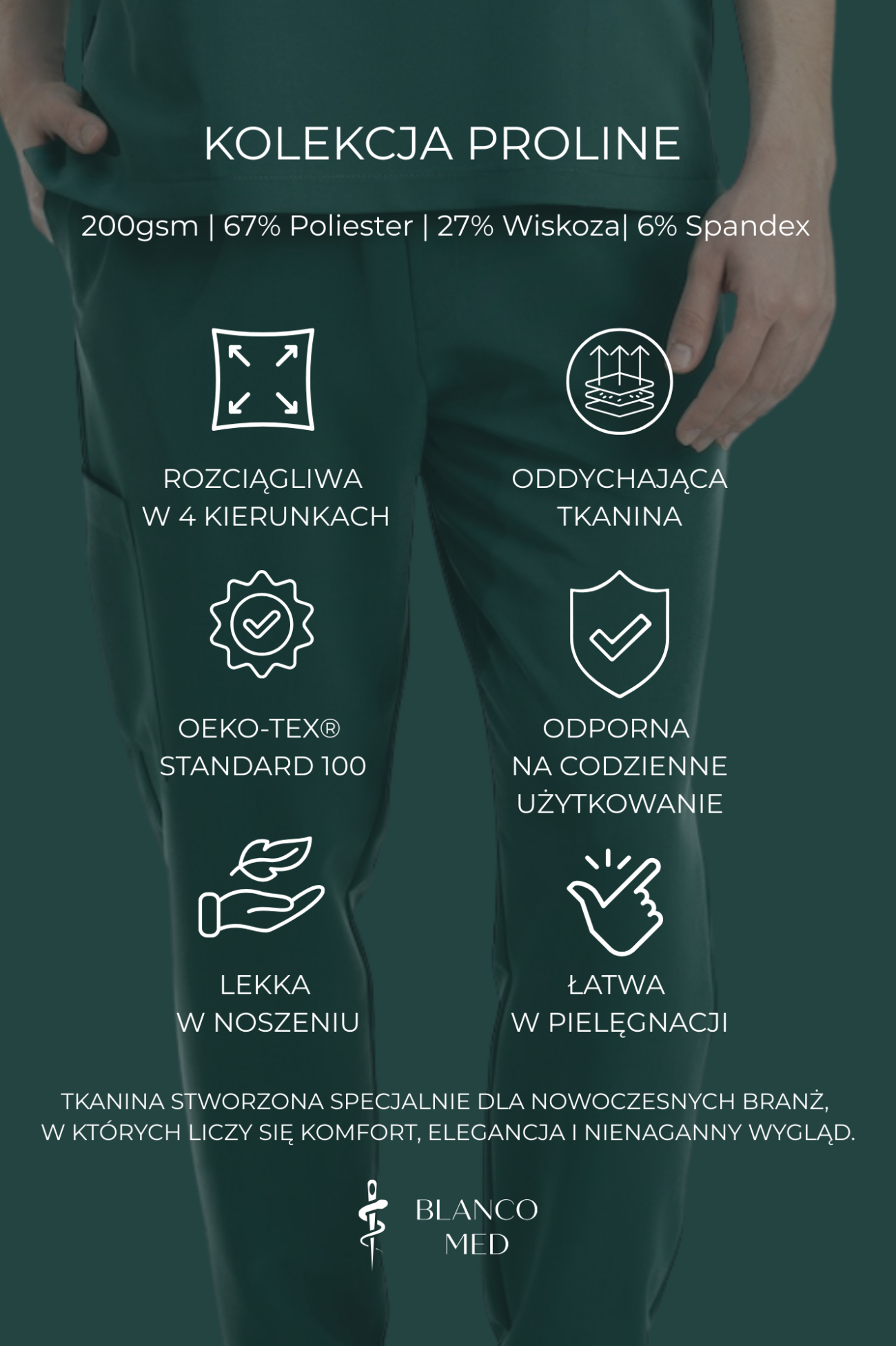 41 bluza medyczna męska active proline zieleń forest green