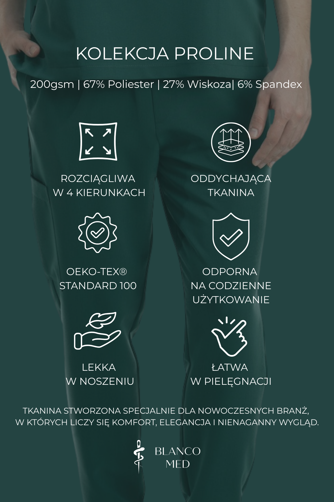 bluza medyczna męska active proline zieleń forest green