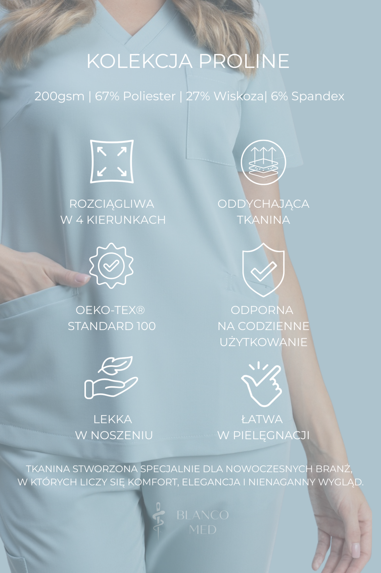 11 bluza medyczna damska clever proline biały crystal white