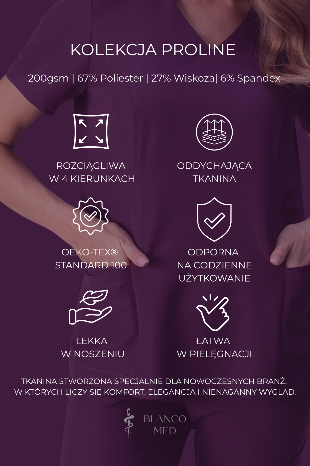 17 bluza medyczna damska clever proline biały crystal white