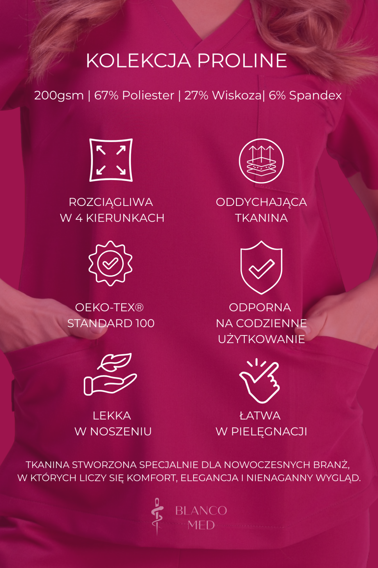 21 bluza medyczna damska clever proline biały crystal white