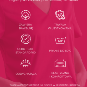 bluza medyczna damska classic cotton pro pudrowy róż