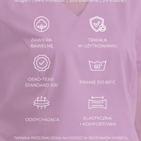 bluza medyczna damska classic cotton pro pudrowy róż