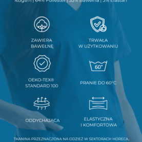 bluza medyczna damska classic cotton pro pudrowy róż