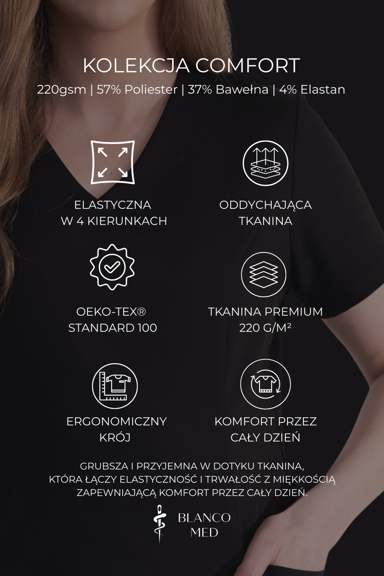 53 bluza medyczna damska clever comfort premium różowa