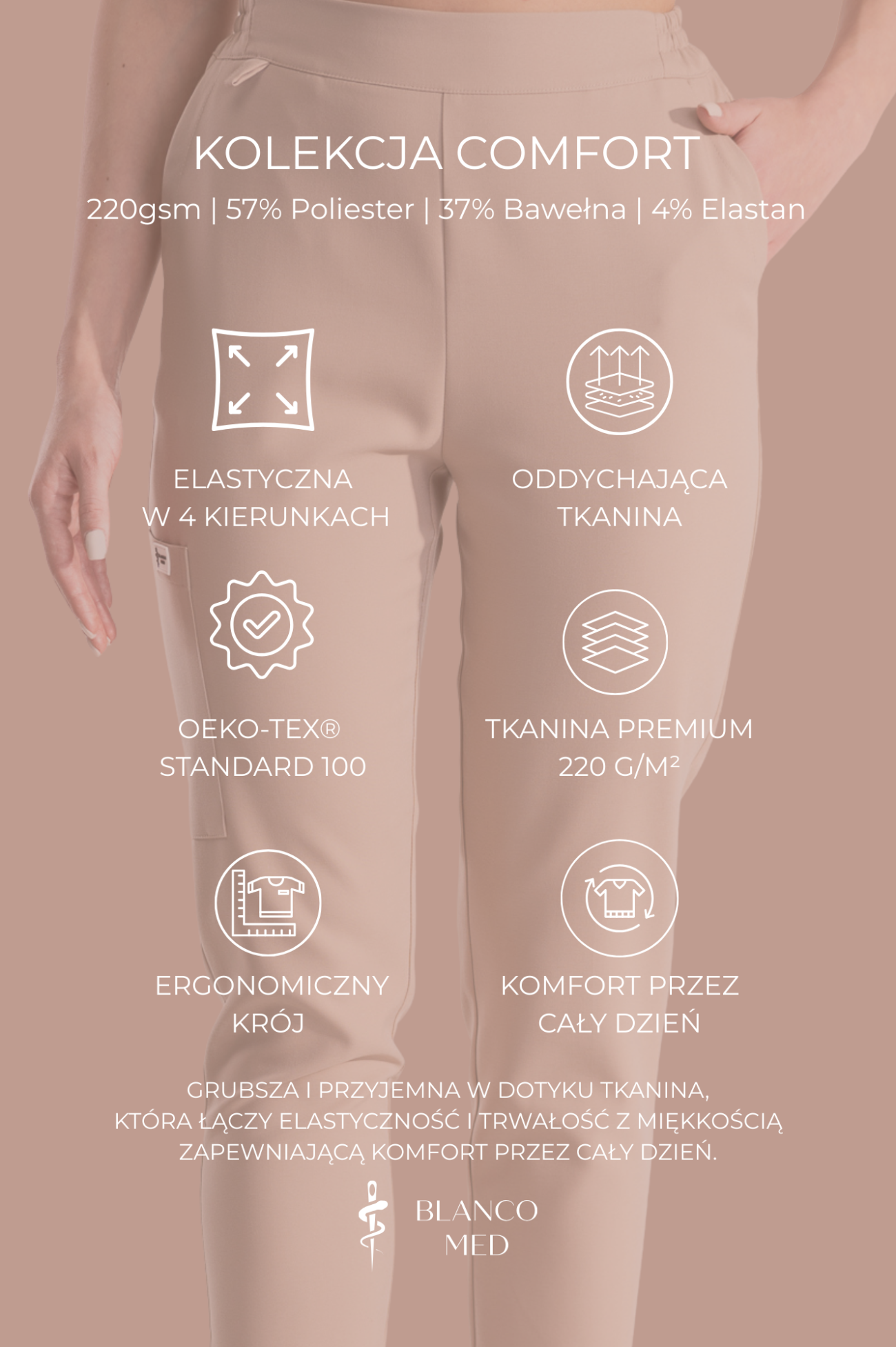 56 bluza medyczna damska clever comfort premium różowa