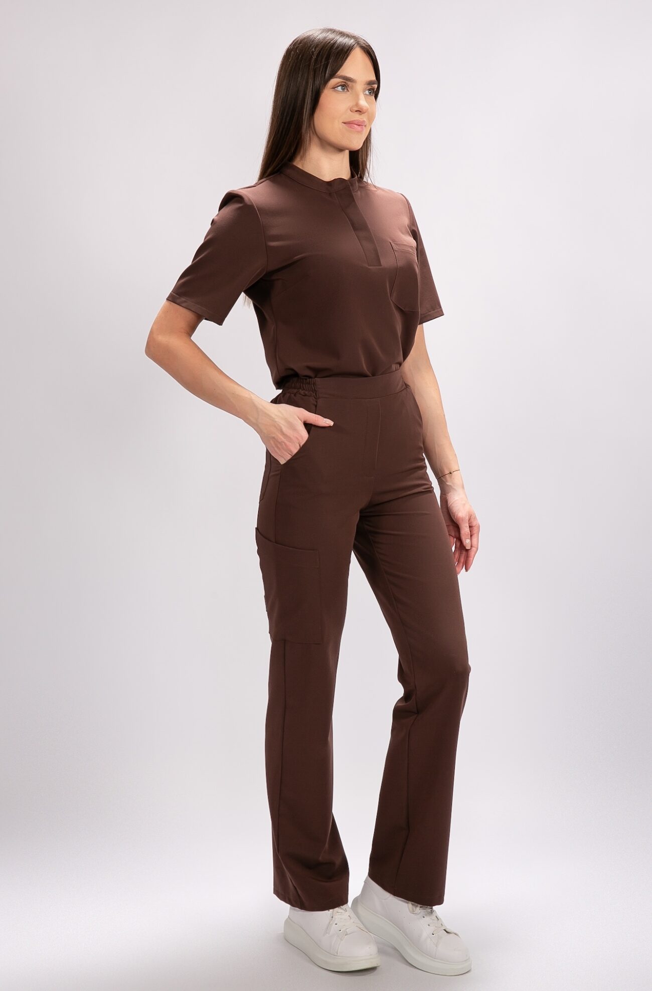 BT1A9916 tunika medyczna damska flexcare brązowa dark chocolate
