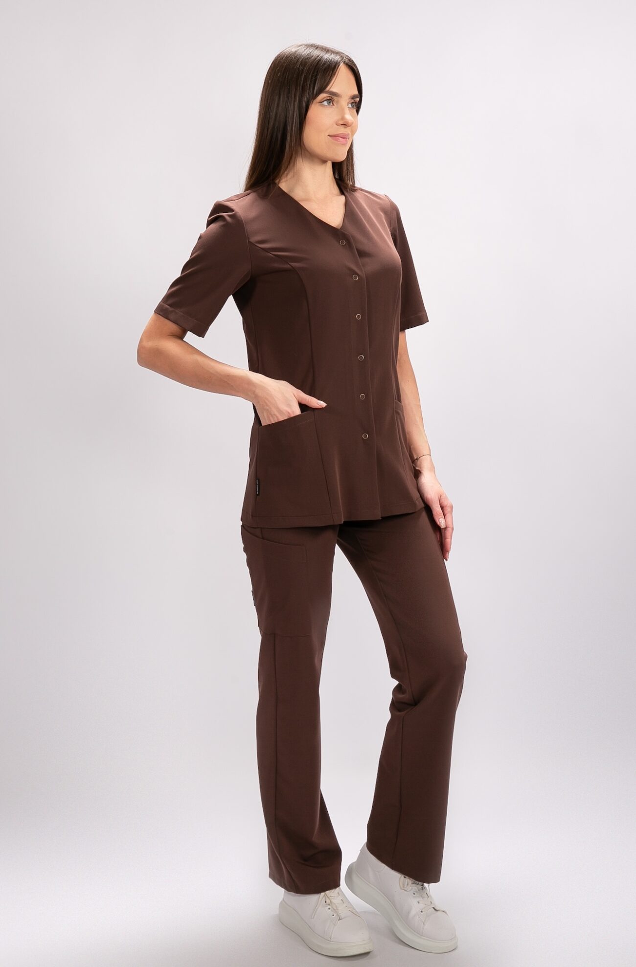 BT1A9930 tunika medyczna damska flexcare brązowa dark chocolate
