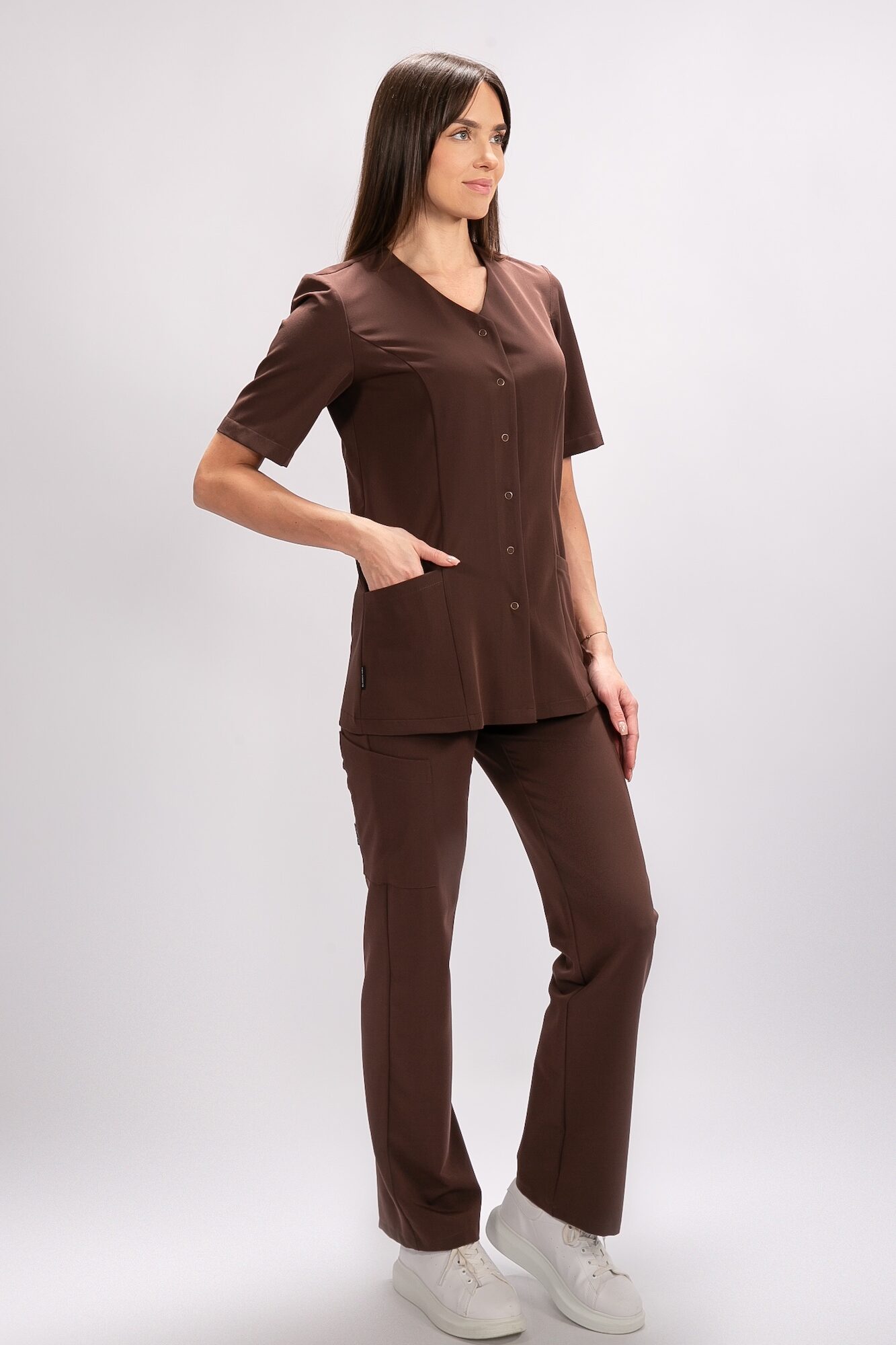 BT1A9930 tunika medyczna damska flexcare brązowa dark chocolate