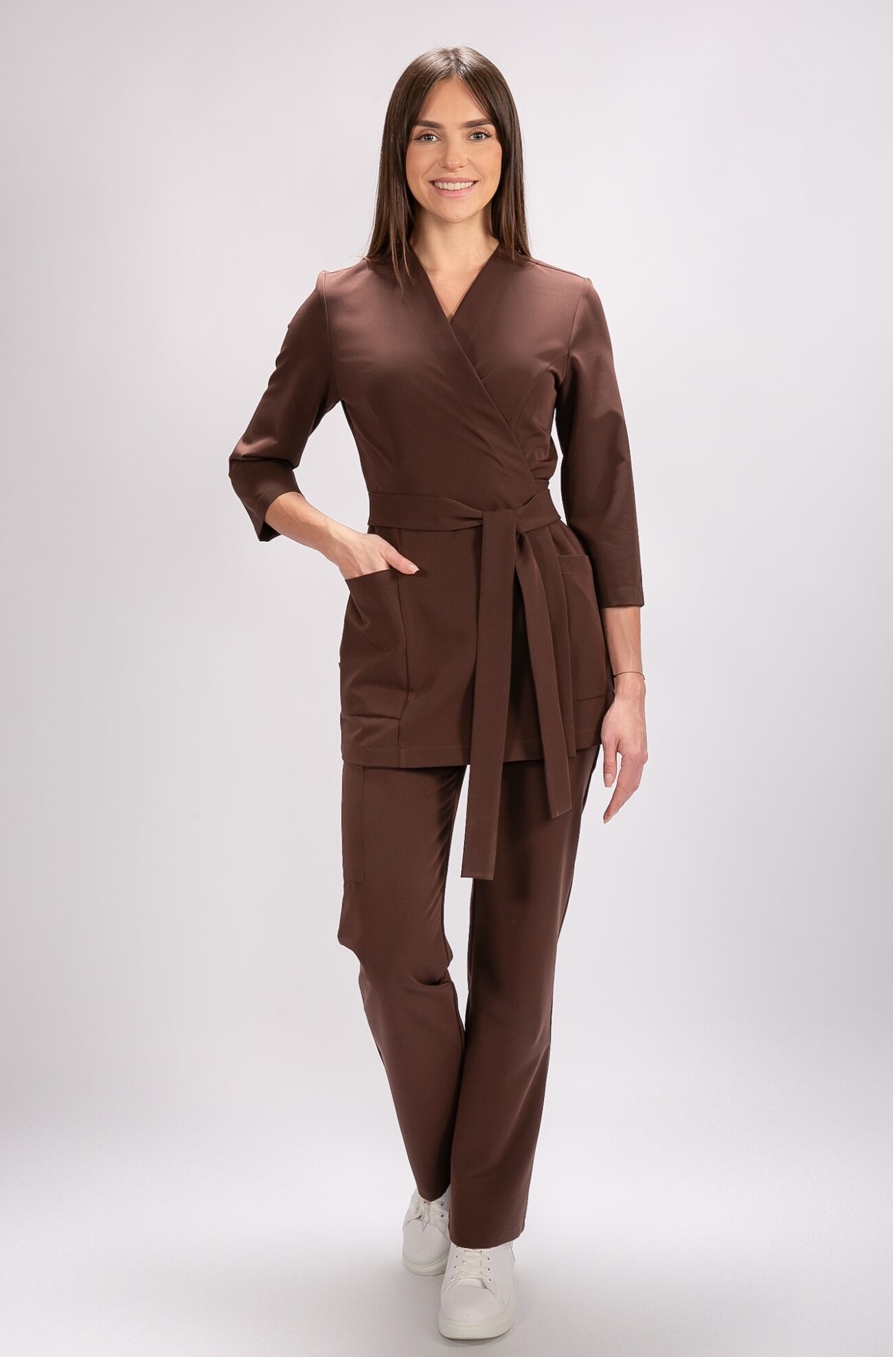 BT1A9947 tunika medyczna damska flexcare brązowa dark chocolate