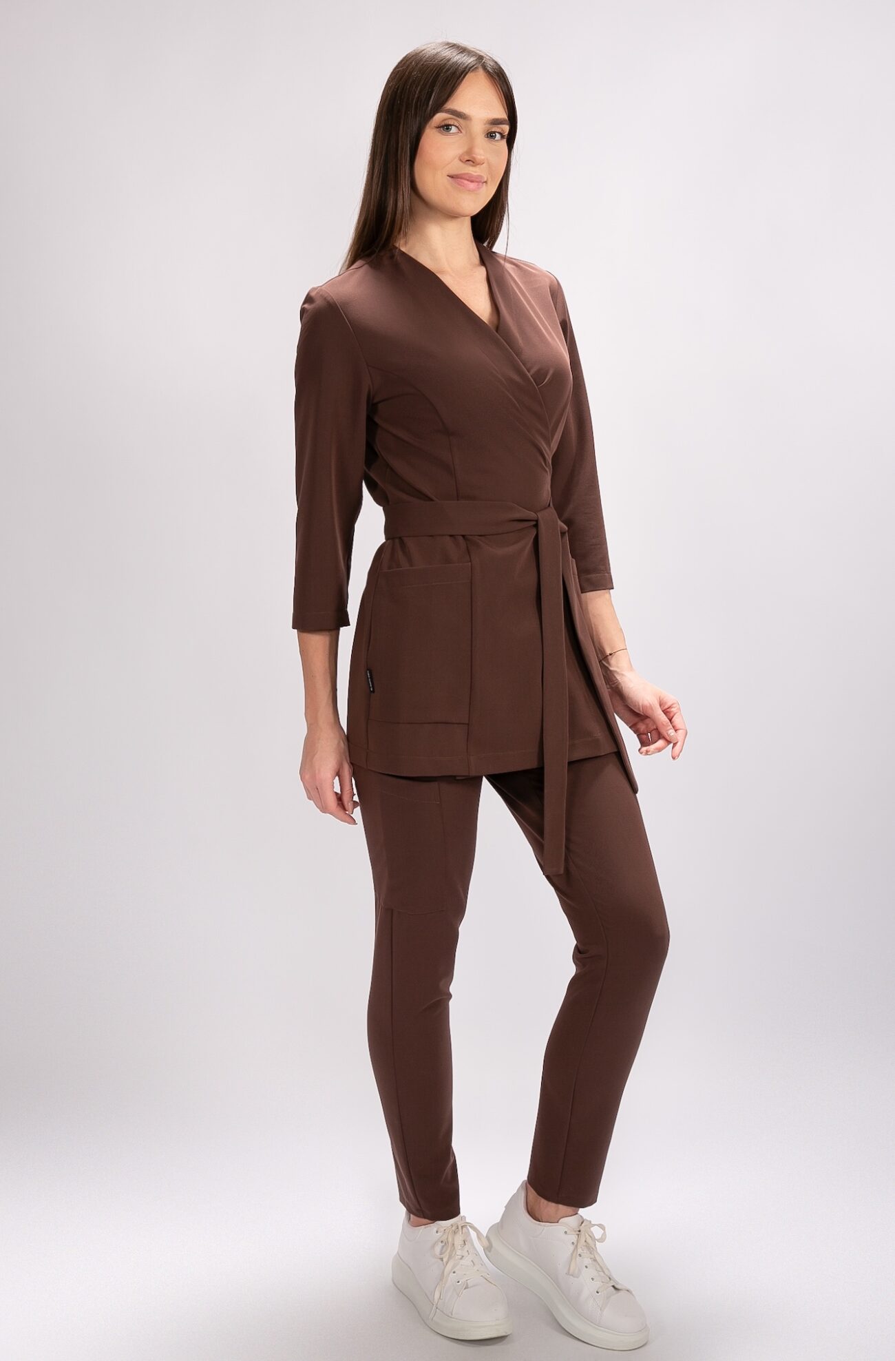 BT1A9955 tunika medyczna damska flexcare brązowa dark chocolate