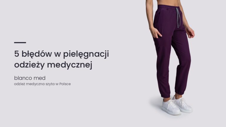 Kobieta w śliwkowym komplecie medycznym Blanco Med. 5 błędów w pielęgnacji odzieży medycznej