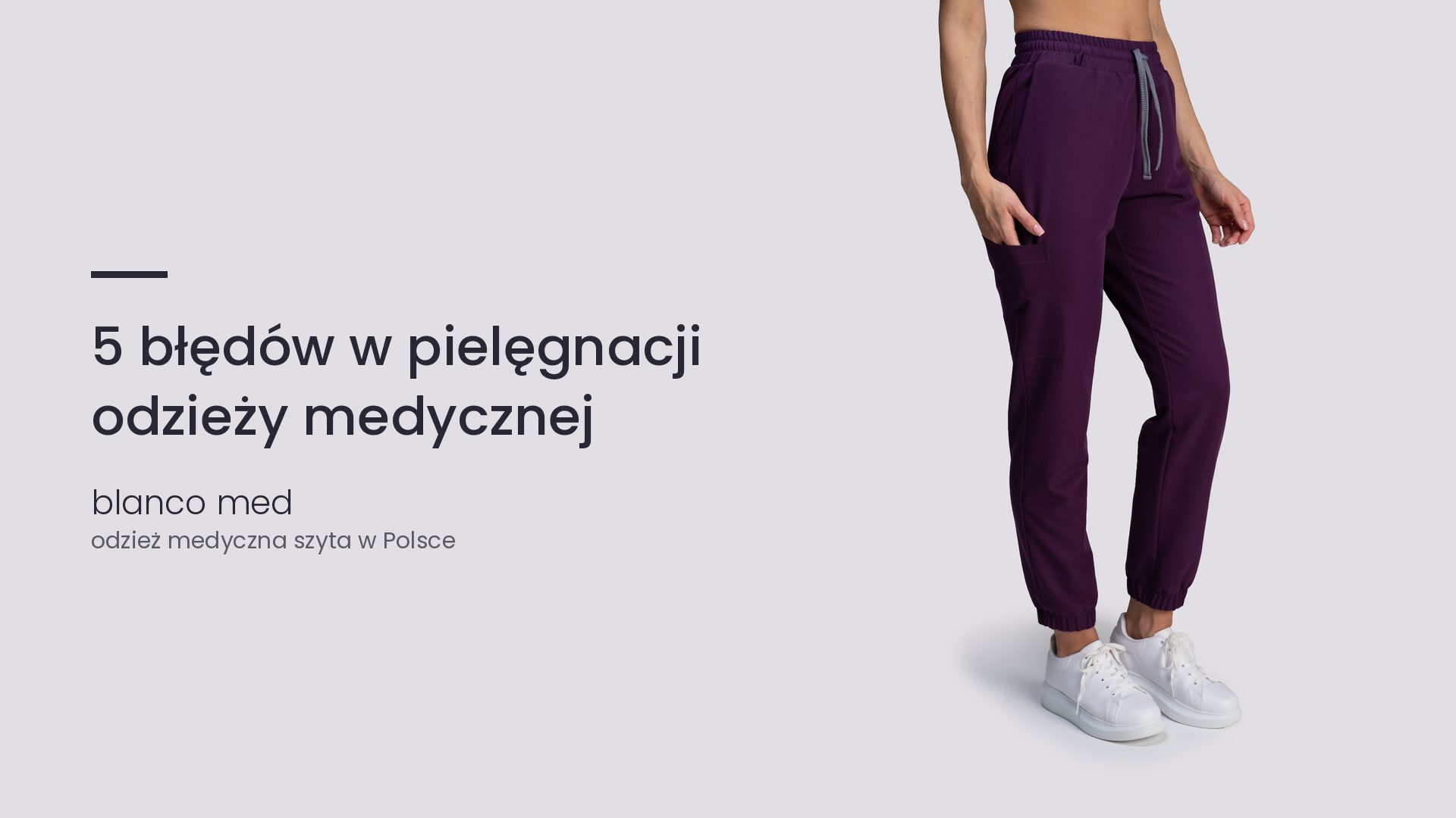 Kobieta w śliwkowym komplecie medycznym Blanco Med. 5 błędów w pielęgnacji odzieży medycznej