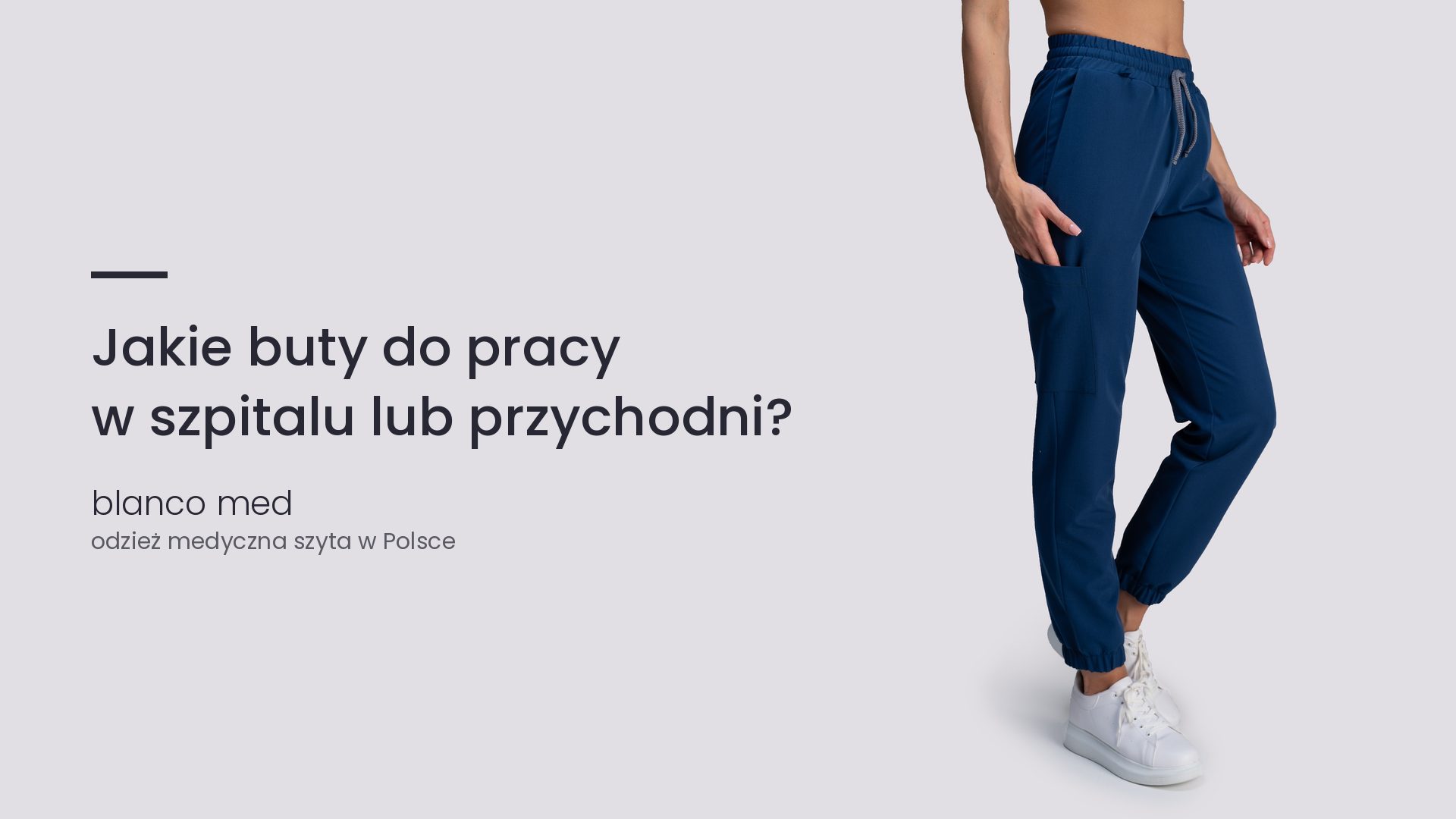 Kobieta w granatowym komplecie medycznym Blanco Med. Jakie buty do pracy w szpitalu lub przychodni?