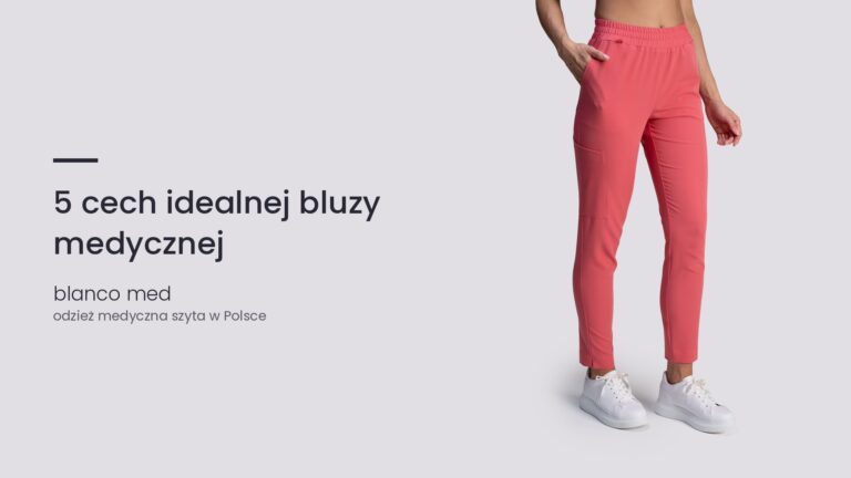 Kobieta w koralowym komplecie medycznym Blanco Med. 5 cech idealnej bluzy medycznej