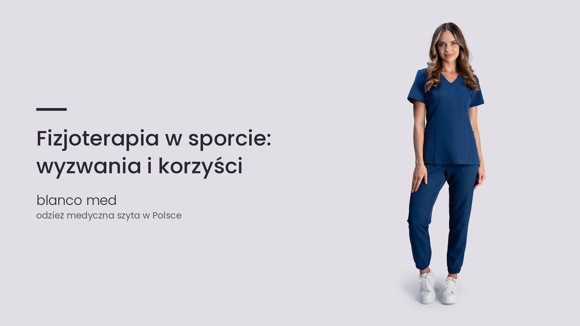 Kobieta w granatowym komplecie medycznym Blanco Med. Fizjoterapia w sporcie: wyzwania i korzyści
