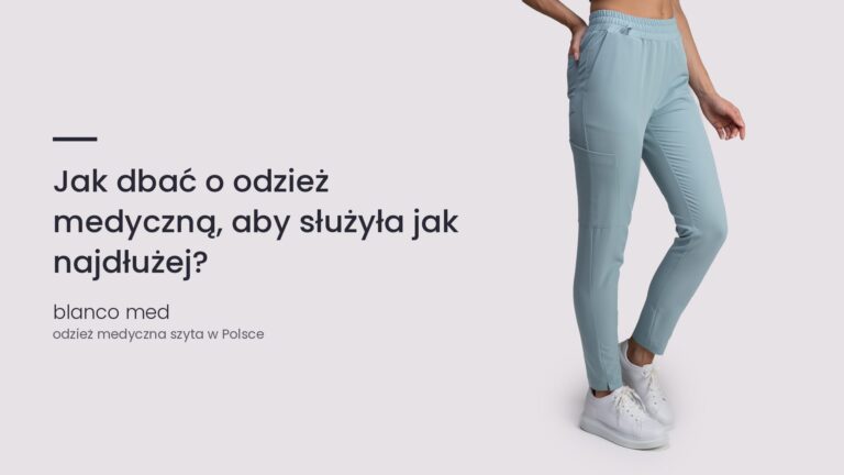 Kobieta w błękitnym komplecie medycznym Blanco Med. Jak dbać o odzież medyczną, aby służyła jak najdłużej?