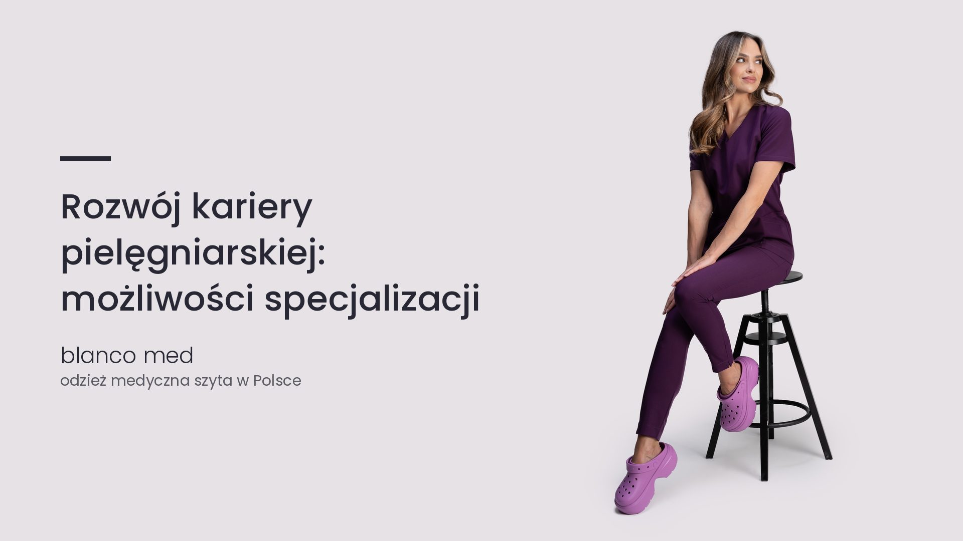Kobieta w śliwkowym komplecie medycznym Blanco Med. Rozwój kariery pielęgniarskiej: możliwości specjalizacji
