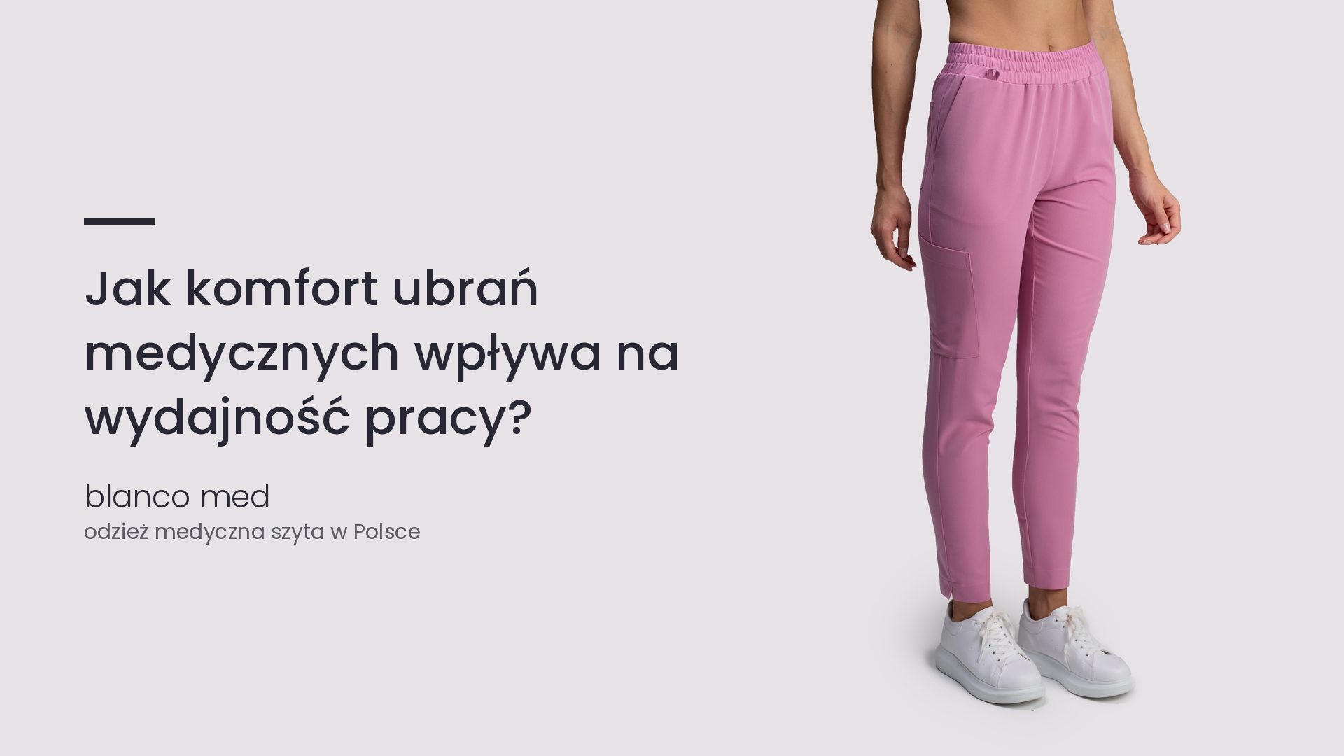 Kobieta w różowym komplecie medycznym Blanco Med. Jak komfort ubrań medycznych wpływa na wydajność pracy?