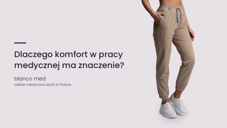 Kobieta w beżowym komplecie medycznym Blanco Med. Dlaczego komfort w pracy medycznej ma znaczenie?