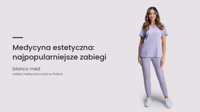 Kobieta w lawendowym komplecie medycznym Blanco Med. Medycyna estetyczna: najpopularniejsze zabiegi