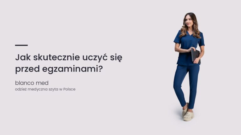 Kobieta w granatowym komplecie medycznym Blanco Med. Jak skutecznie uczyć się przed egzaminami: techniki nauki dla studentów medycyny