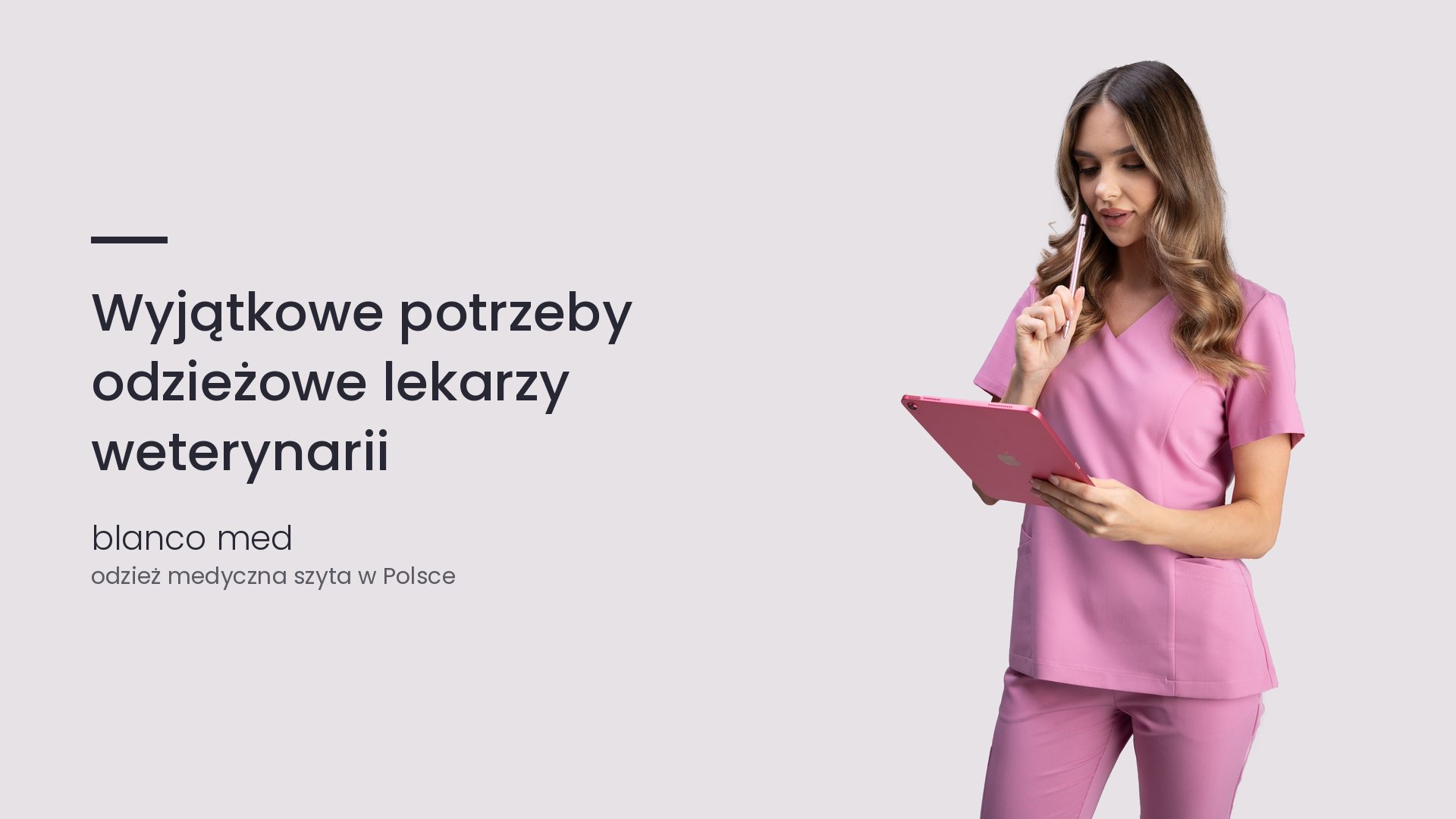 Kobieta w różowym komplecie medycznym Blanco Med. Wyjątkowe potrzeby odzieżowe lekarzy weterynarii