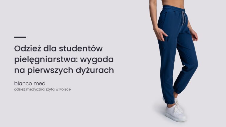 Kobieta w granatowym komplecie medycznym Blanco Med. Odzież dla studentów pielęgniarstwa: wygoda na pierwszych dyżurach