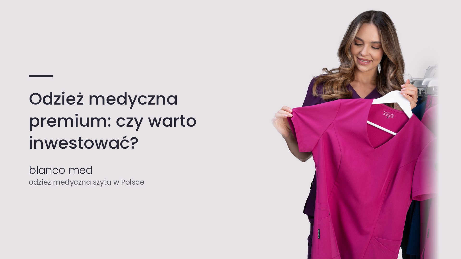 Kobieta w śliwkowym komplecie medycznym Blanco Med. Odzież medyczna premium: czy warto inwestować?
