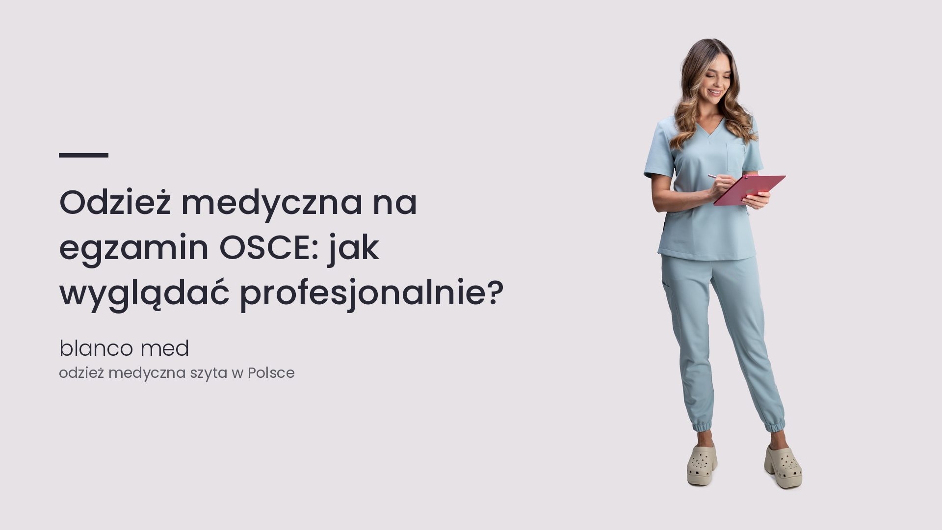 Kobieta w błękitnym komplecie medycznym Blanco Med. Odzież medyczna na egzamin OSCE: jak wyglądać profesjonalnie?